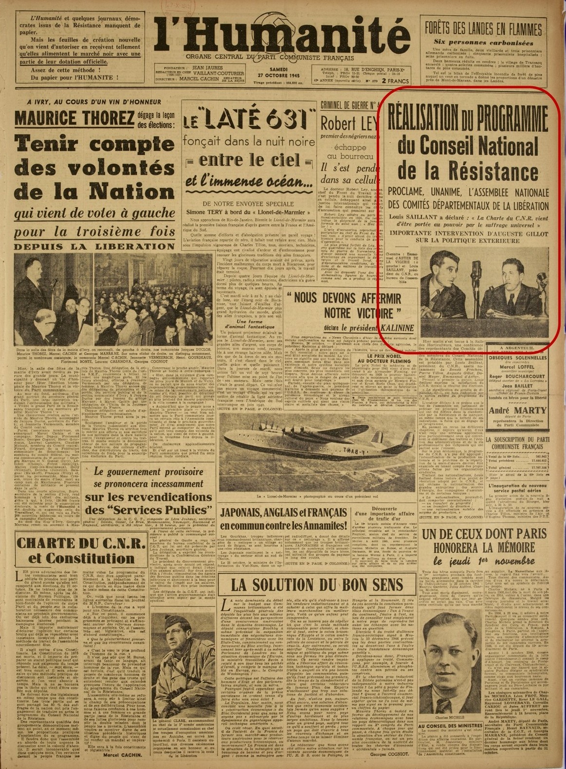 Humanite du 27 octobre 1945 MRJ MOI